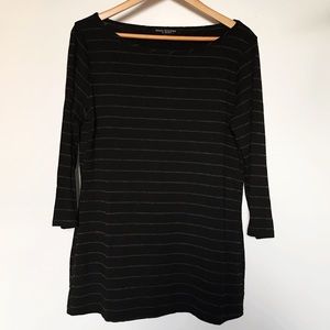 Black and gray striped Green Envelope Top